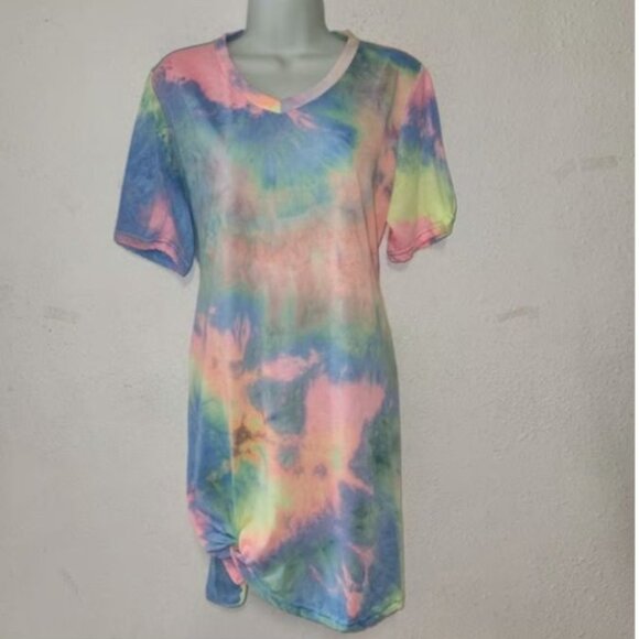 Shein ** Rainbow Ty-Dye Tee-shirt dress in size 2XL - Picture 1 of 12